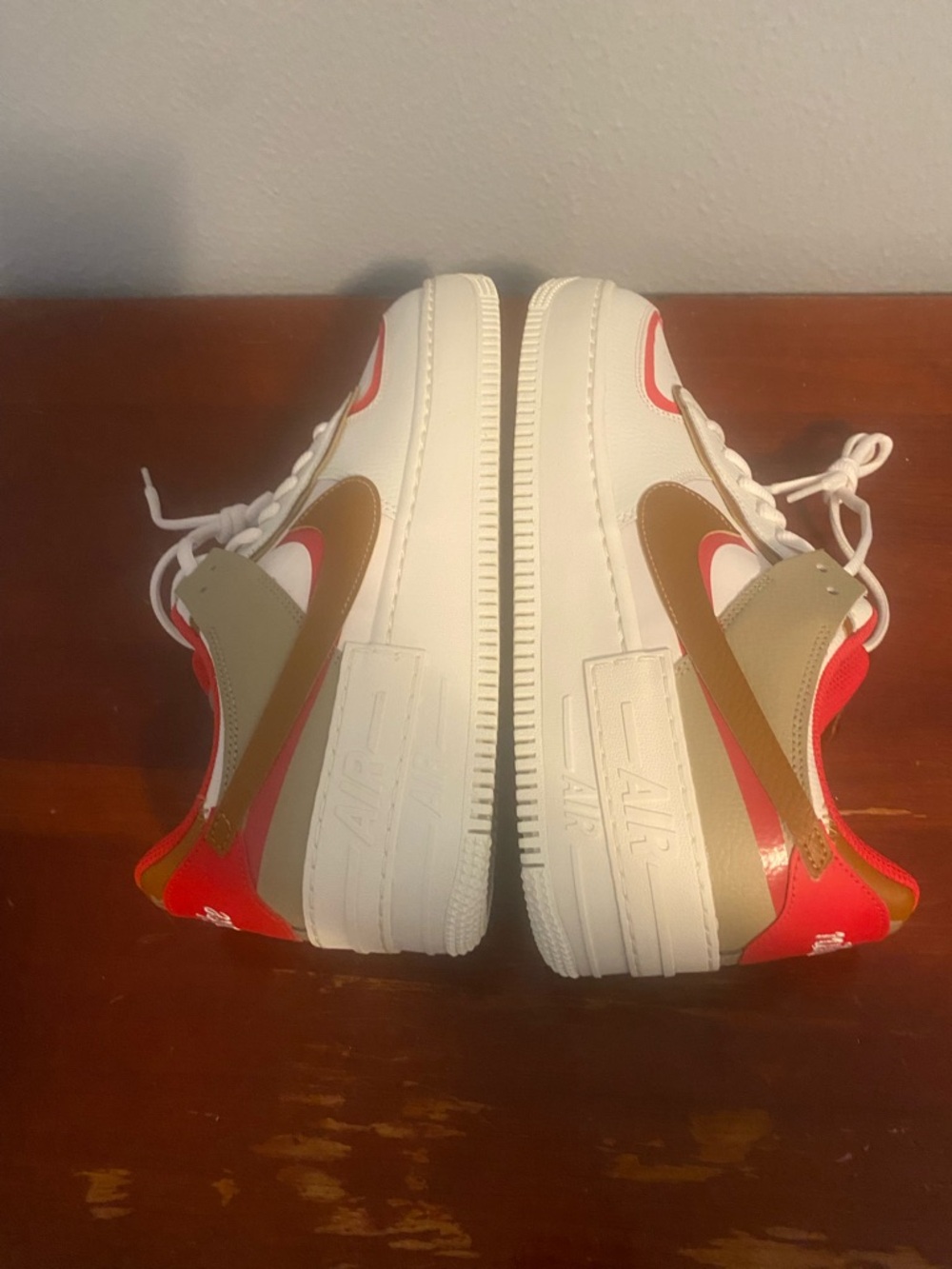 Nike Low-Top Sneakers — White, Red & Brown Accents Women AF1 Shadow Nike Air 1 - Picture 6 of 11